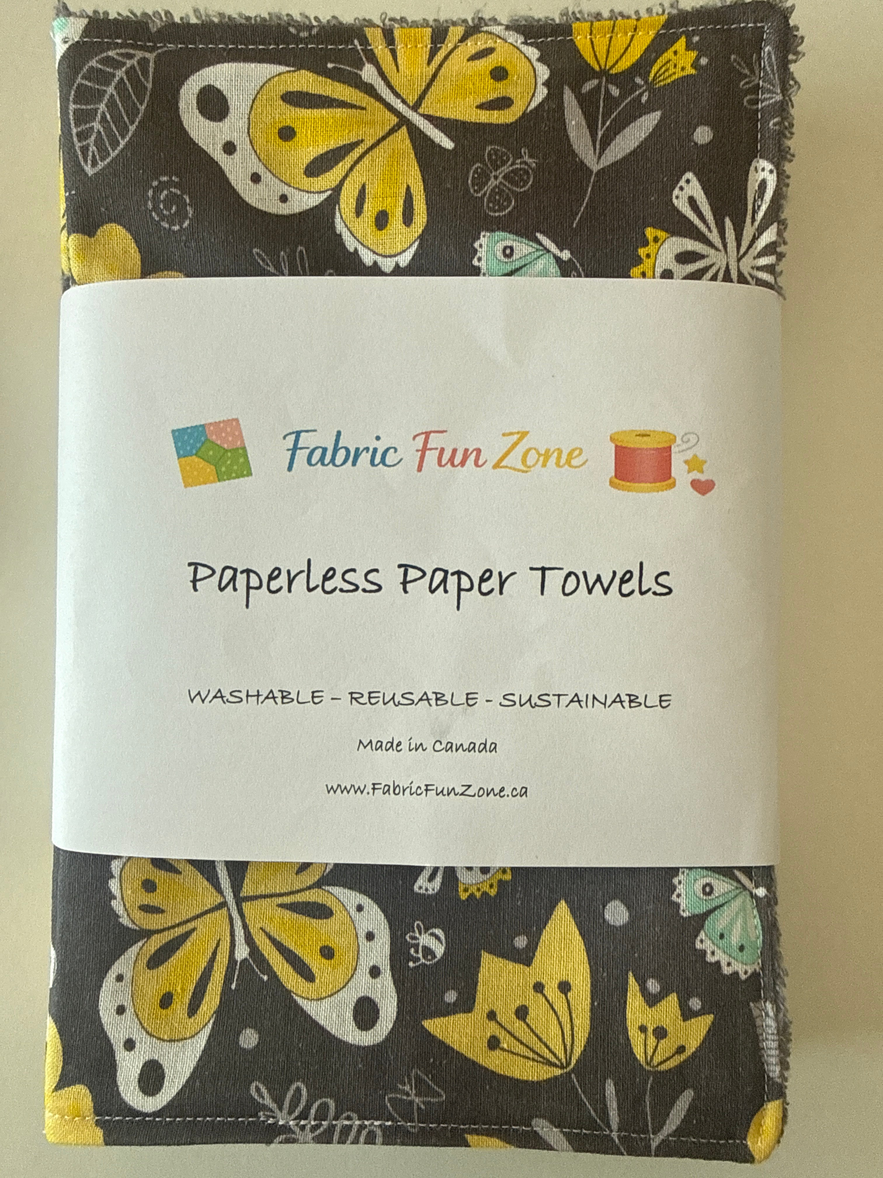 Paperless Paper Towel Sets of 4 Handmade by Fabric Fun Zone