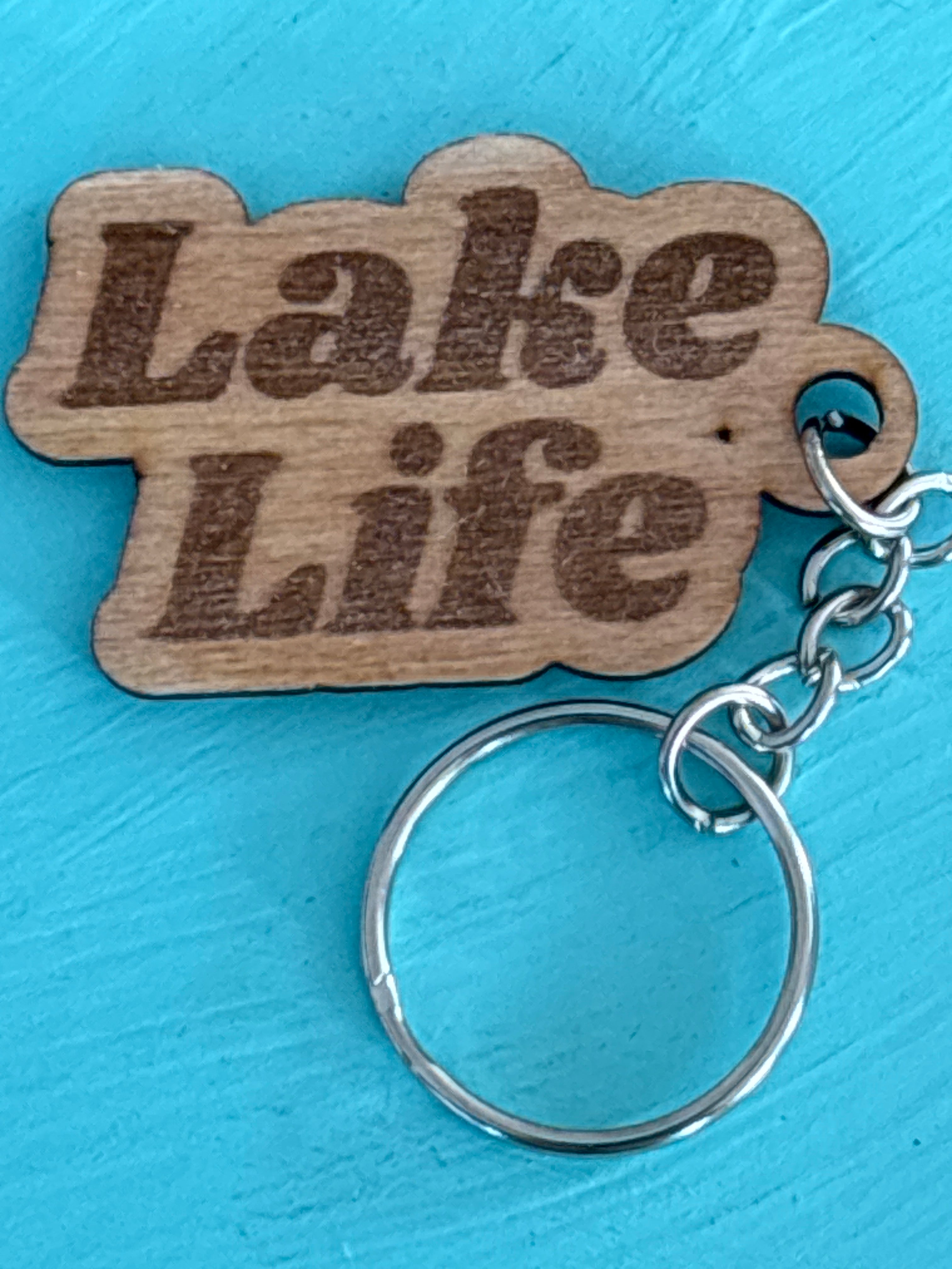 Lake Life Keychain Wood