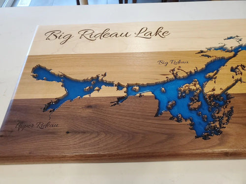 Big Rideau Lake Epoxy Resin Wood Wall Art – 28" x 14" x 0.75"