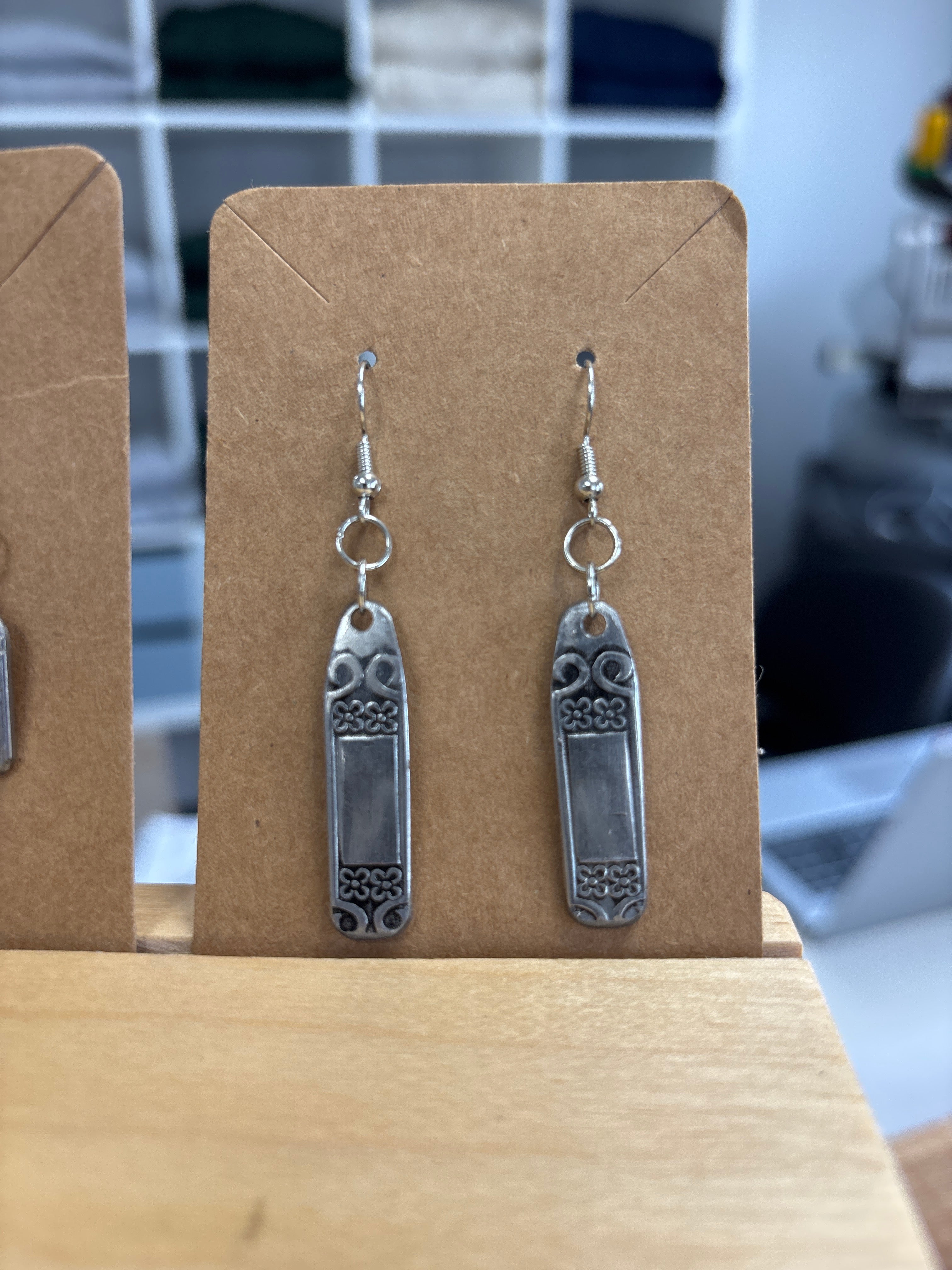 Earrings Locally Made of Repurposed Silverware by Maven of Mischief