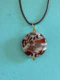 Golden Shore Handmade Glass Bead Pendant Necklace by Meri Glass (024)