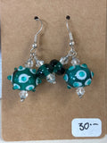 Emerald Tide Handmade Glass Bead Dangle Earrings (MLF017)