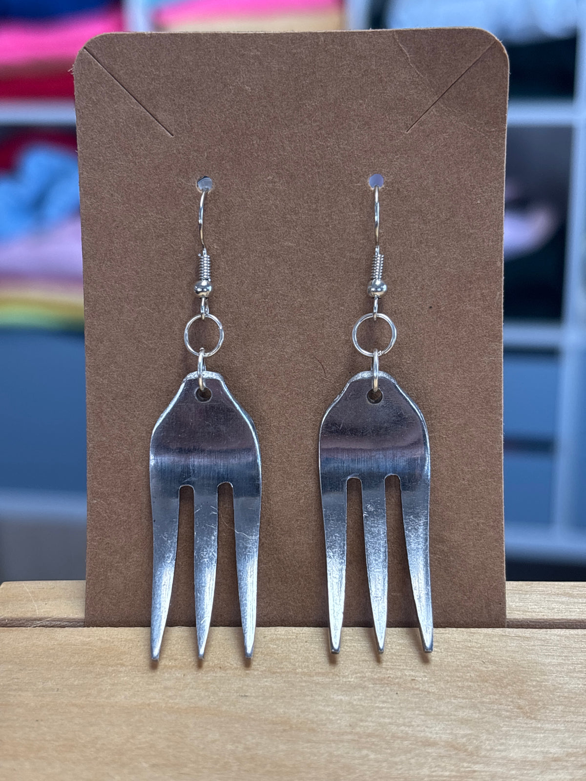 Earrings Locally Made of Repurposed Silverware by Maven of Mischief