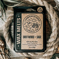 Lawrence Town Candle Co. wax melt packaging on a rustic background with twine and dried plants.