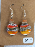 Orange Dangle Earrings by Meri Glass Beads (MLF 016)
