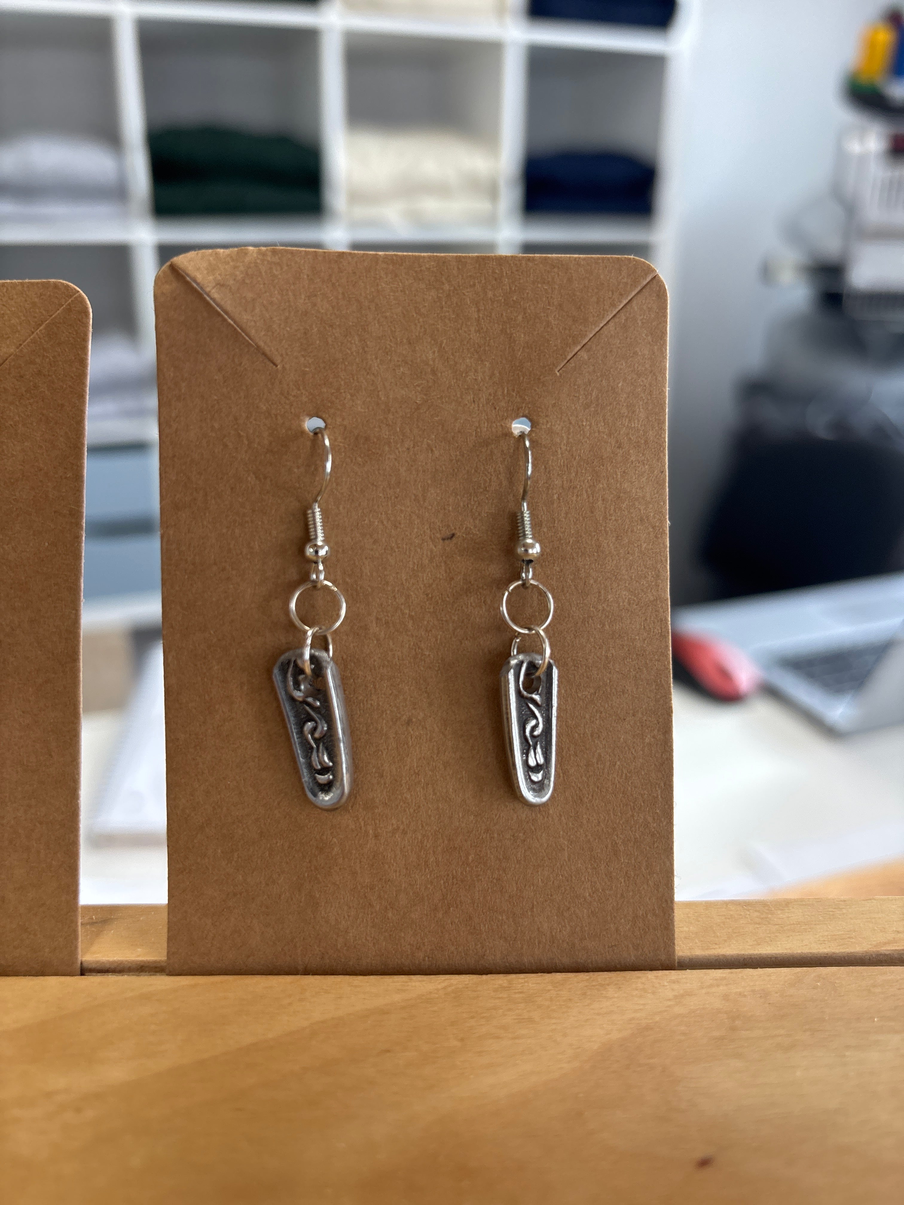 Earrings Locally Made of Repurposed Silverware by Maven of Mischief