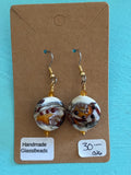 Golden Shore Handmade Glass Bead Dangle Earrings by Meri Glass Beads (026)