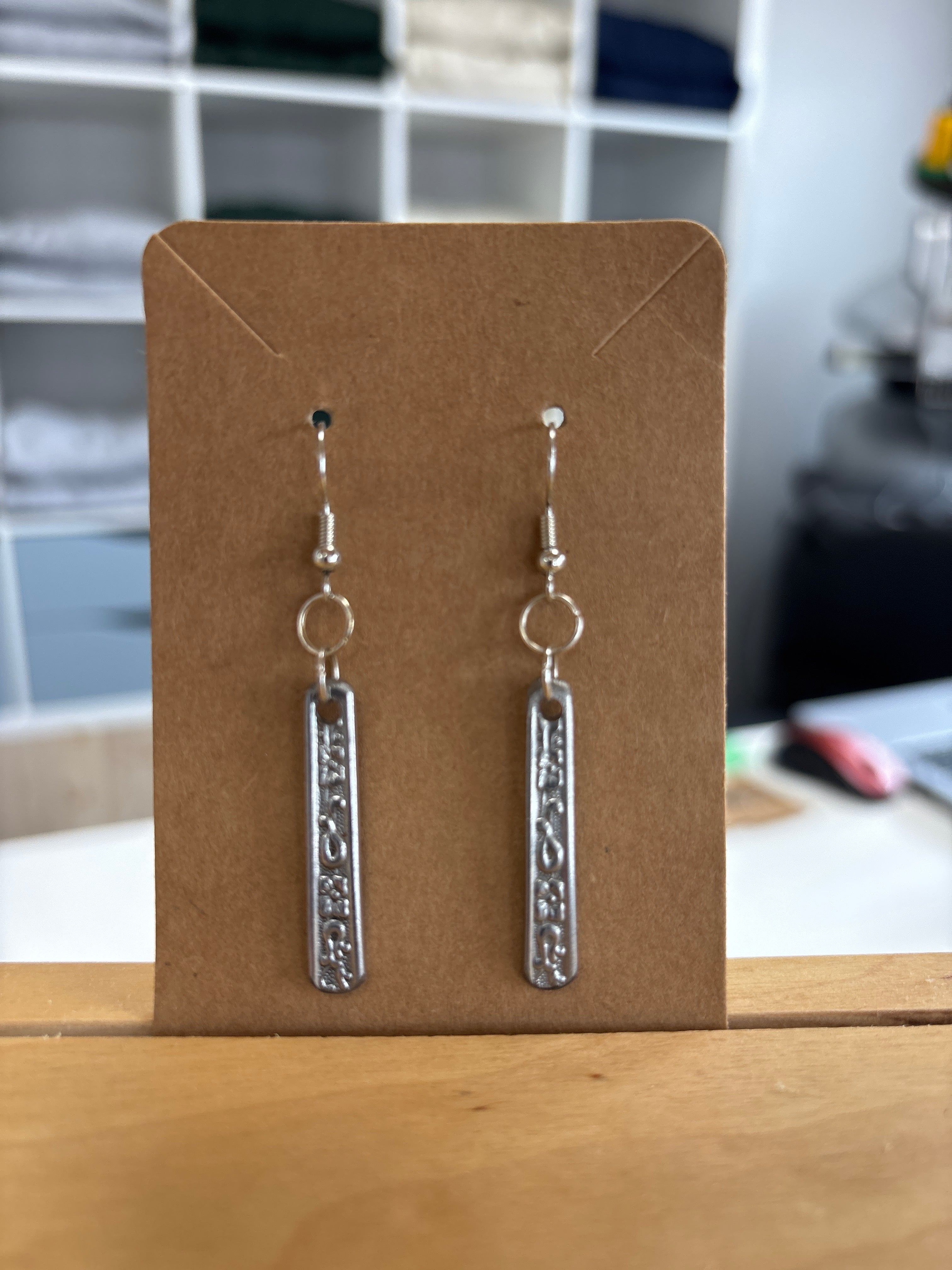 Earrings Locally Made of Repurposed Silverware by Maven of Mischief