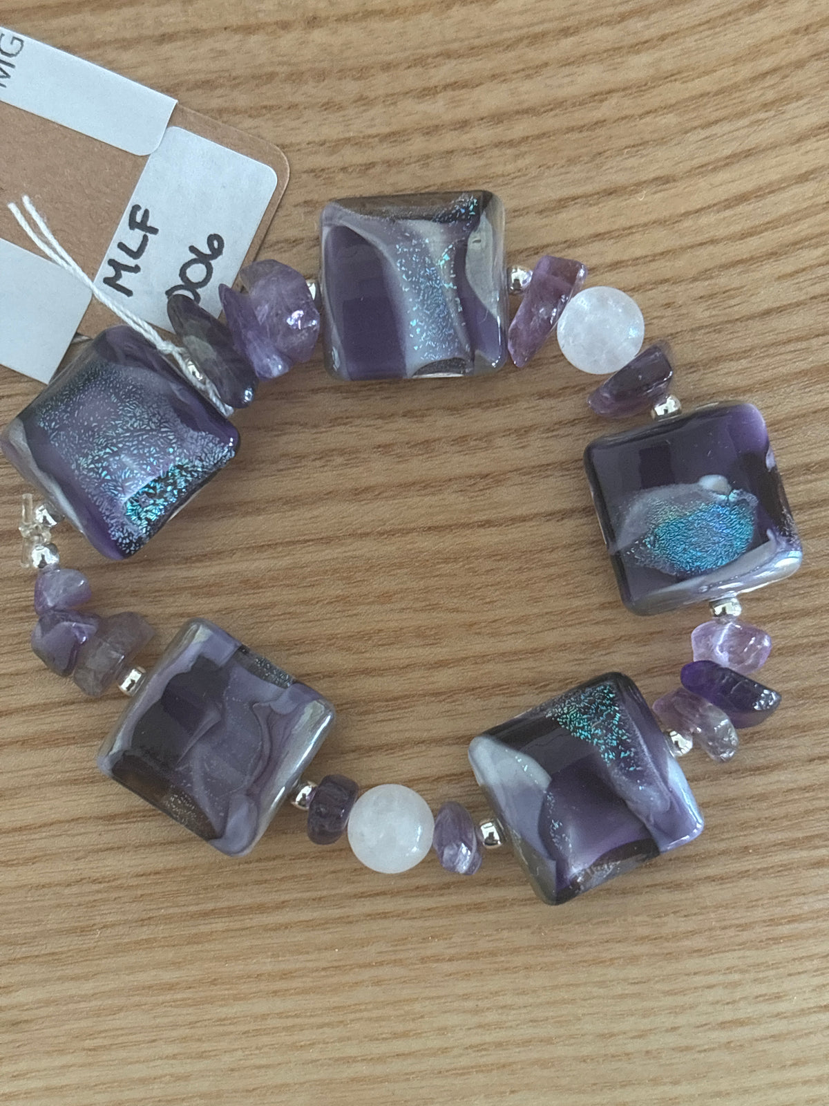 Meri Glass Beads Purple Sparkle Bracelet