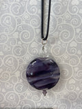 Meri Glass Beads Purple Sparkle Round Pendant