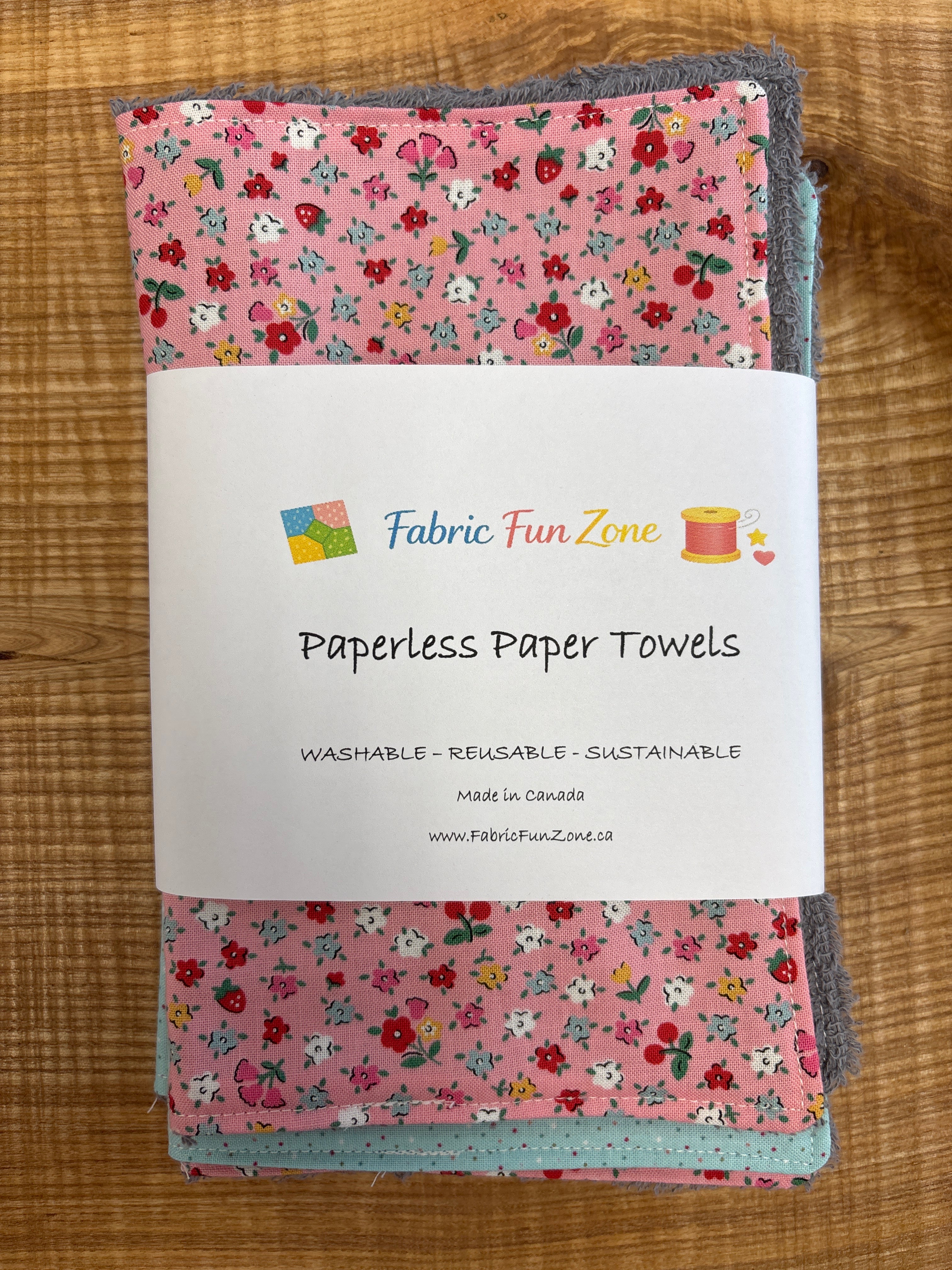 Paperless Paper Towel Sets of 4 Handmade by Fabric Fun Zone