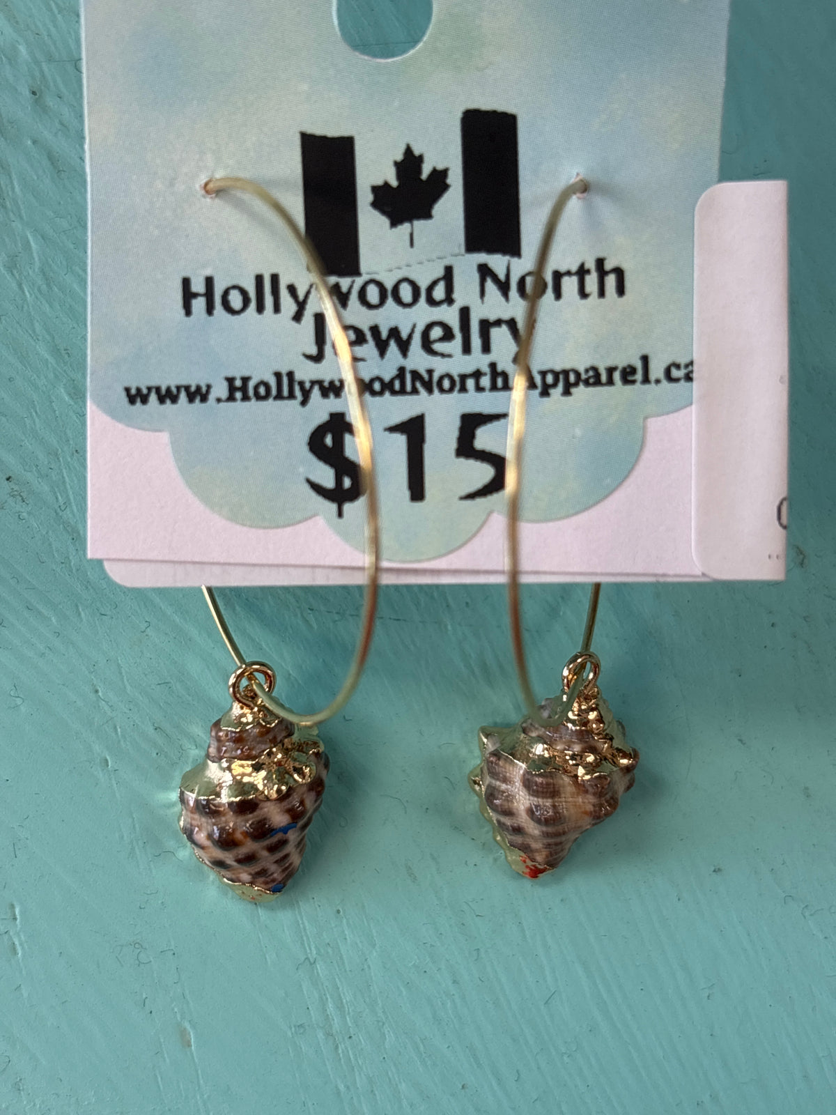 Dark Spiral Sea Shell Earrings by Hollywood North Jewelry