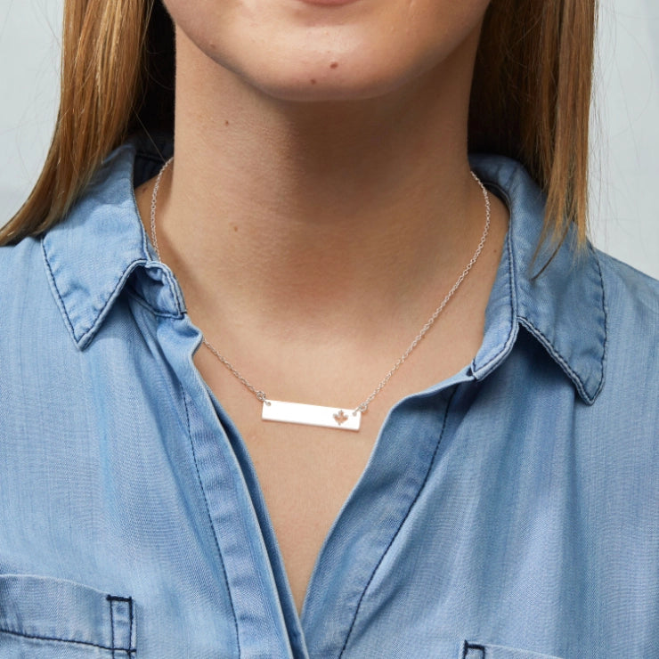 Maple Leaf Bar Necklace Made in Canada - I Heart Canada Collection