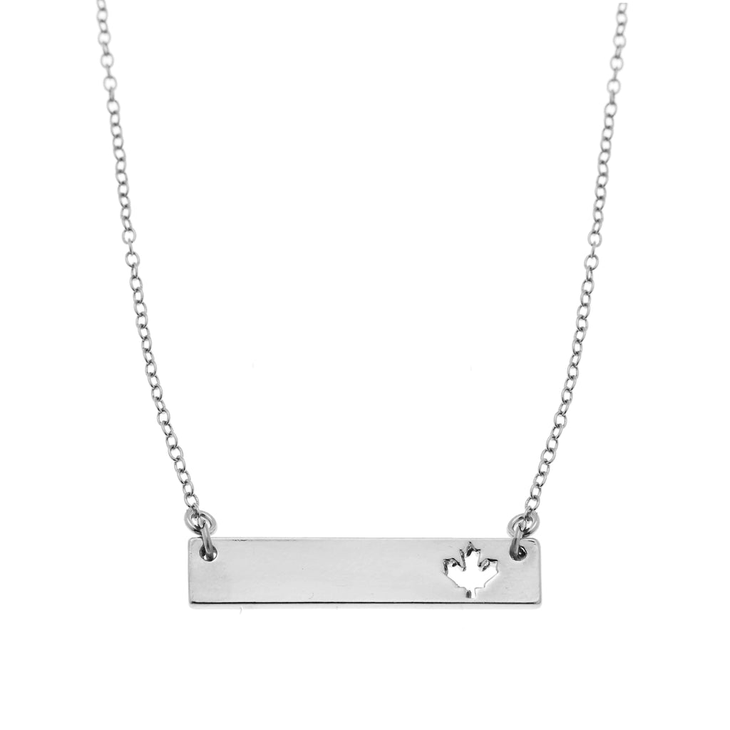 Maple Leaf Bar Necklace Made in Canada - I Heart Canada Collection
