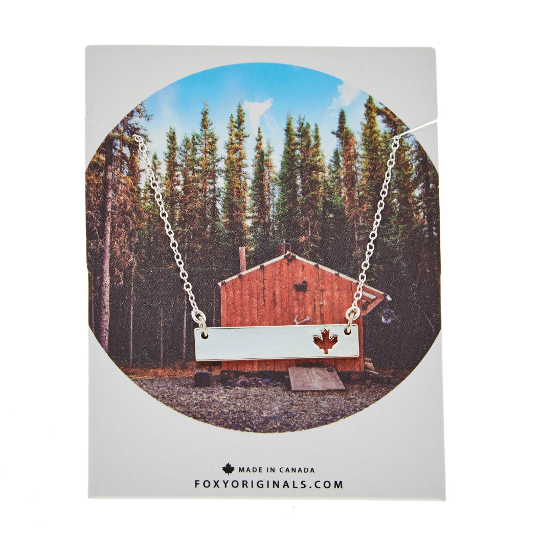 Maple Leaf Bar Necklace Made in Canada - I Heart Canada Collection
