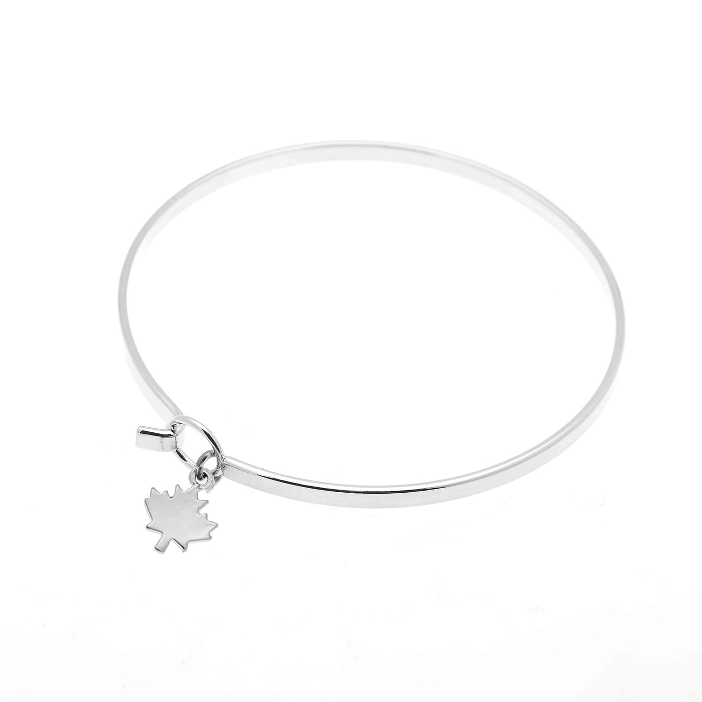 Maple Leaf Charm Bangle Bracelet Made in Canada - I Heart Canada Collection