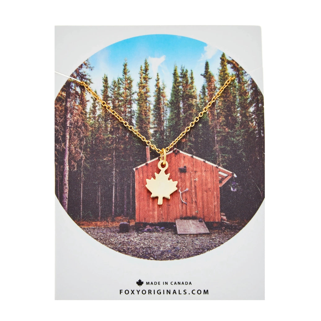 Maple Leaf Charm Necklace Made in Canada - I Heart Canada Collection