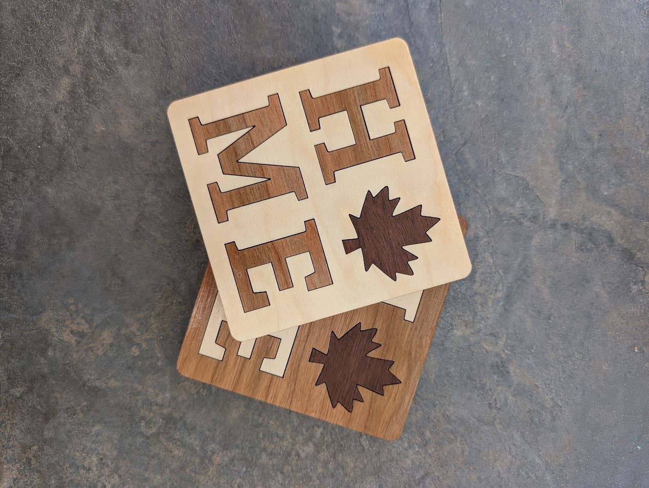 Handmade HOME Inlay Coaster 2 pack - Made in Canada
