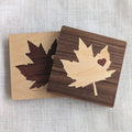 Maple Leaf Wood Inlay Coaster 2 pack- Made in Canada
