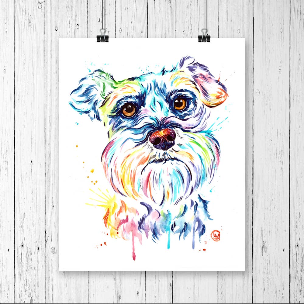 Schnauzer Watercolor Painting - Art Prints and Cards