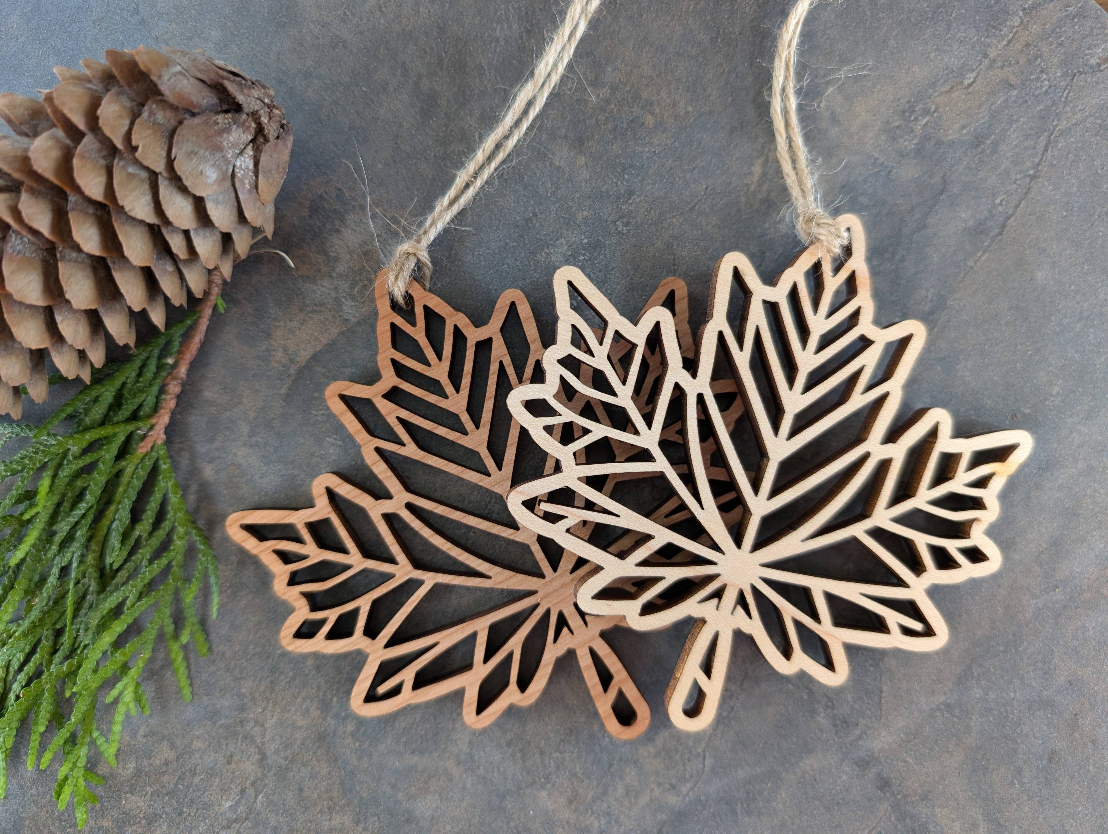 Maple Leaf Cutout Ornament - Canada Wood Souvenir, Christmas