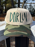 Darlin Embroidered Ball Cap with camo bill