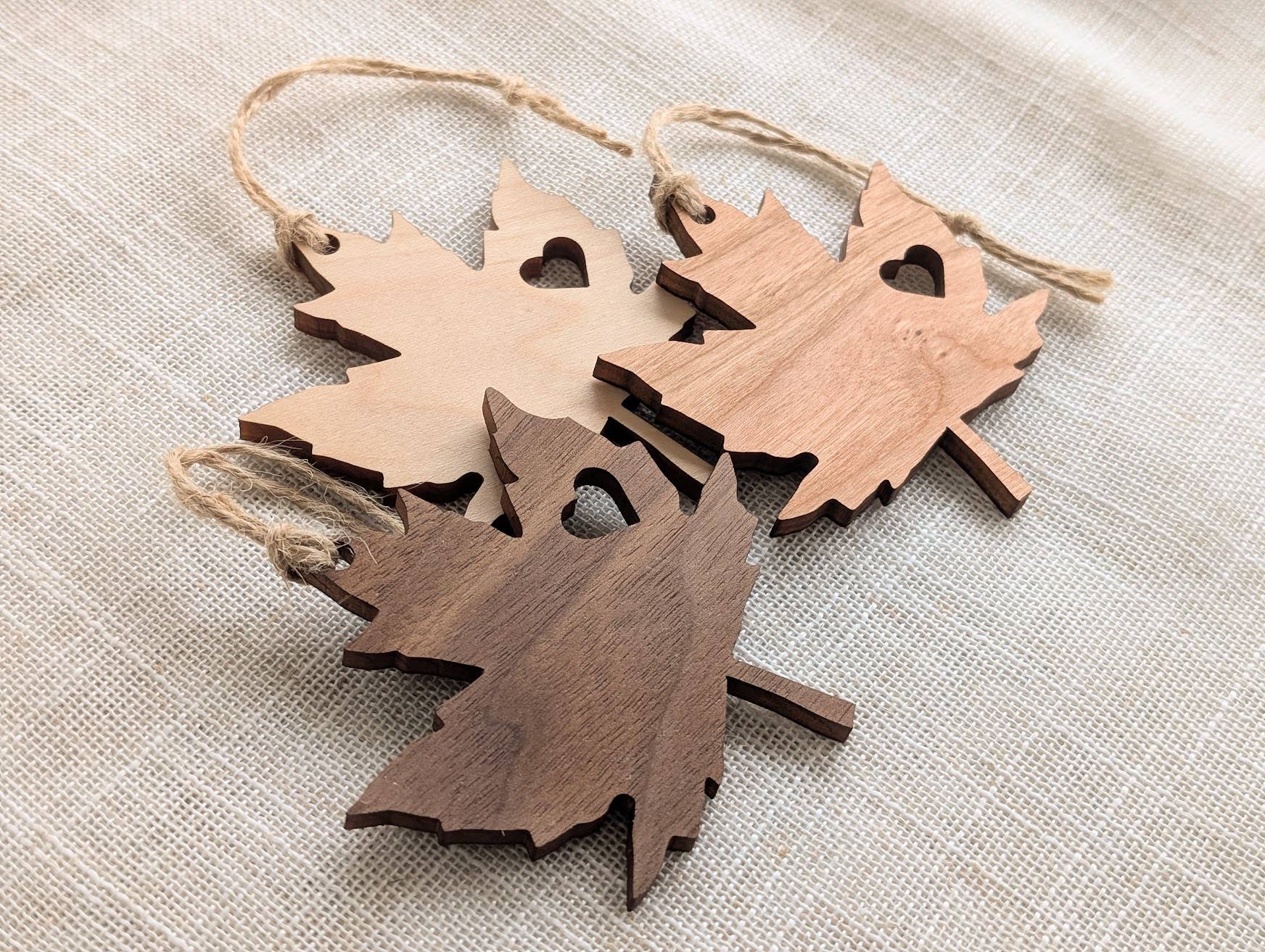 Maple Leaf Heart Canada Wood Ornament - Made in Canada