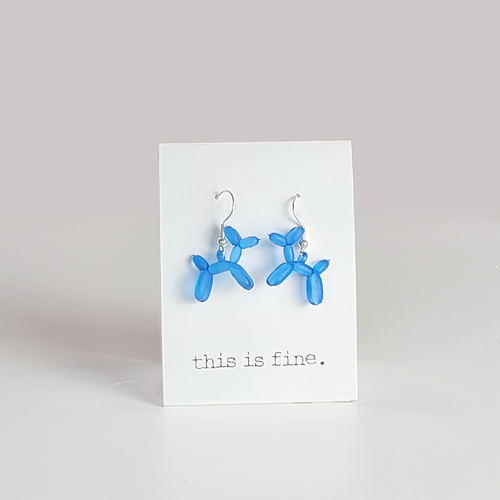 blue balloon art earring