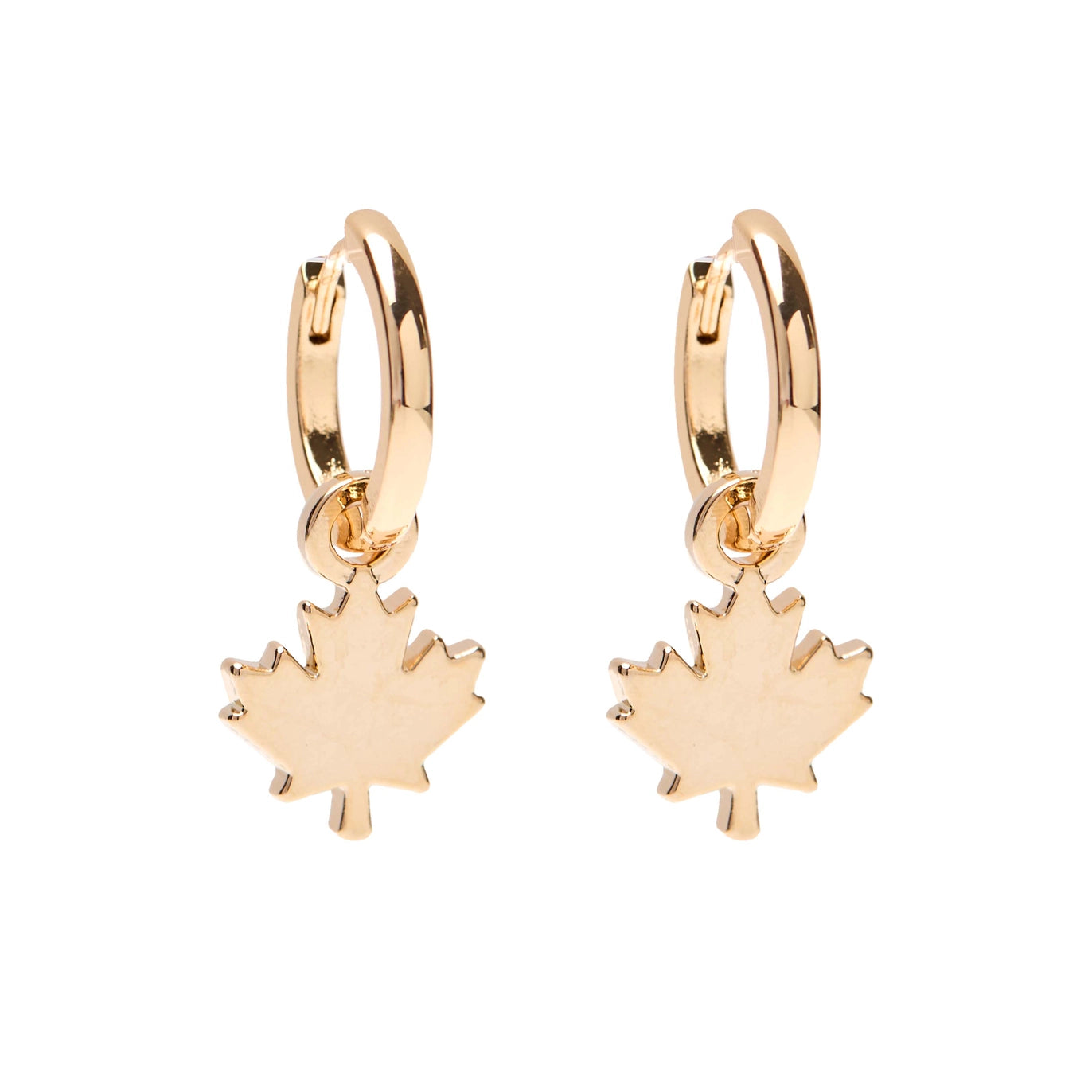 Maple Leaf Huggie Hoop Earrings Made in Canada -I Heart Canada Collection