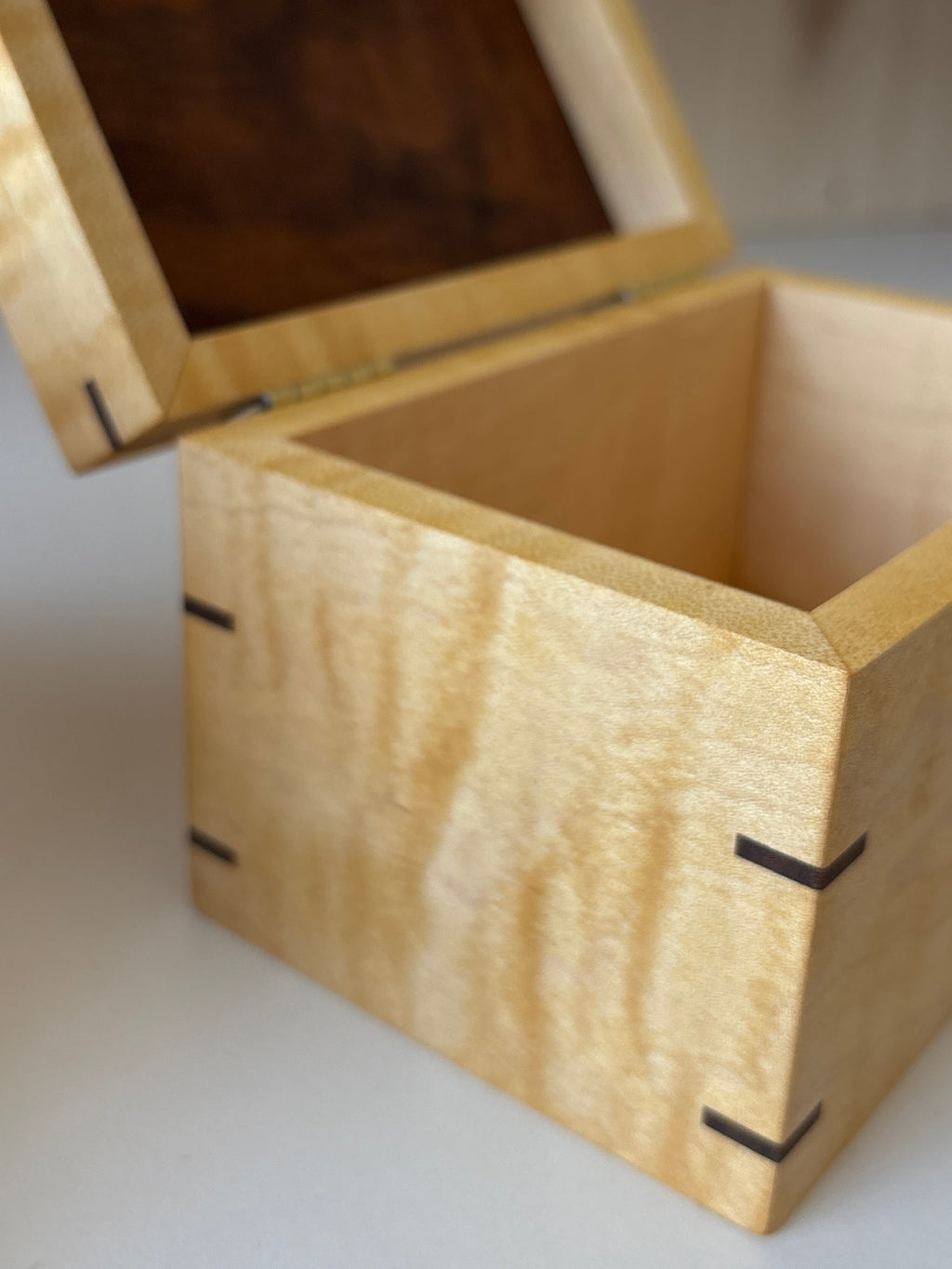 wooden box o white desk