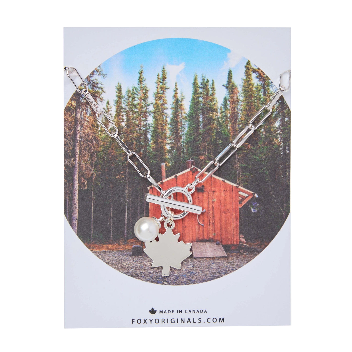 Maple Leaf Toggle Necklace On Staple Chain Made in Canada - I Heart Canada Collection