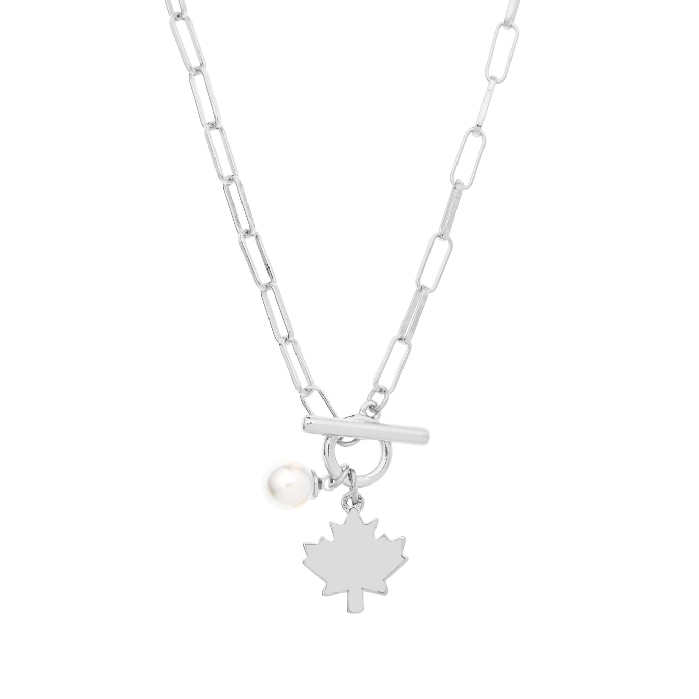 Maple Leaf Toggle Necklace On Staple Chain Made in Canada - I Heart Canada Collection